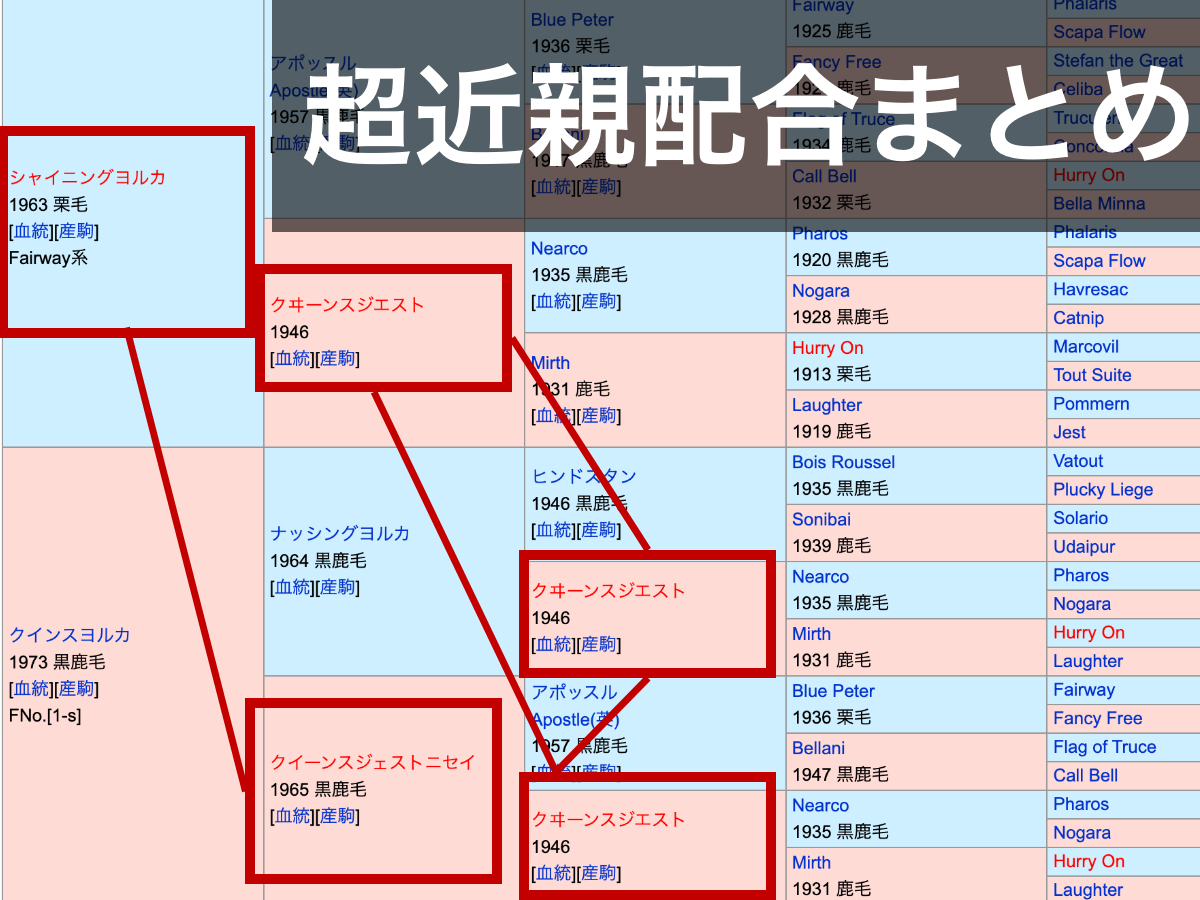 危険な配合】超近親配合を持つ競走馬・種牡馬・繁殖牝馬まとめ 「1×1