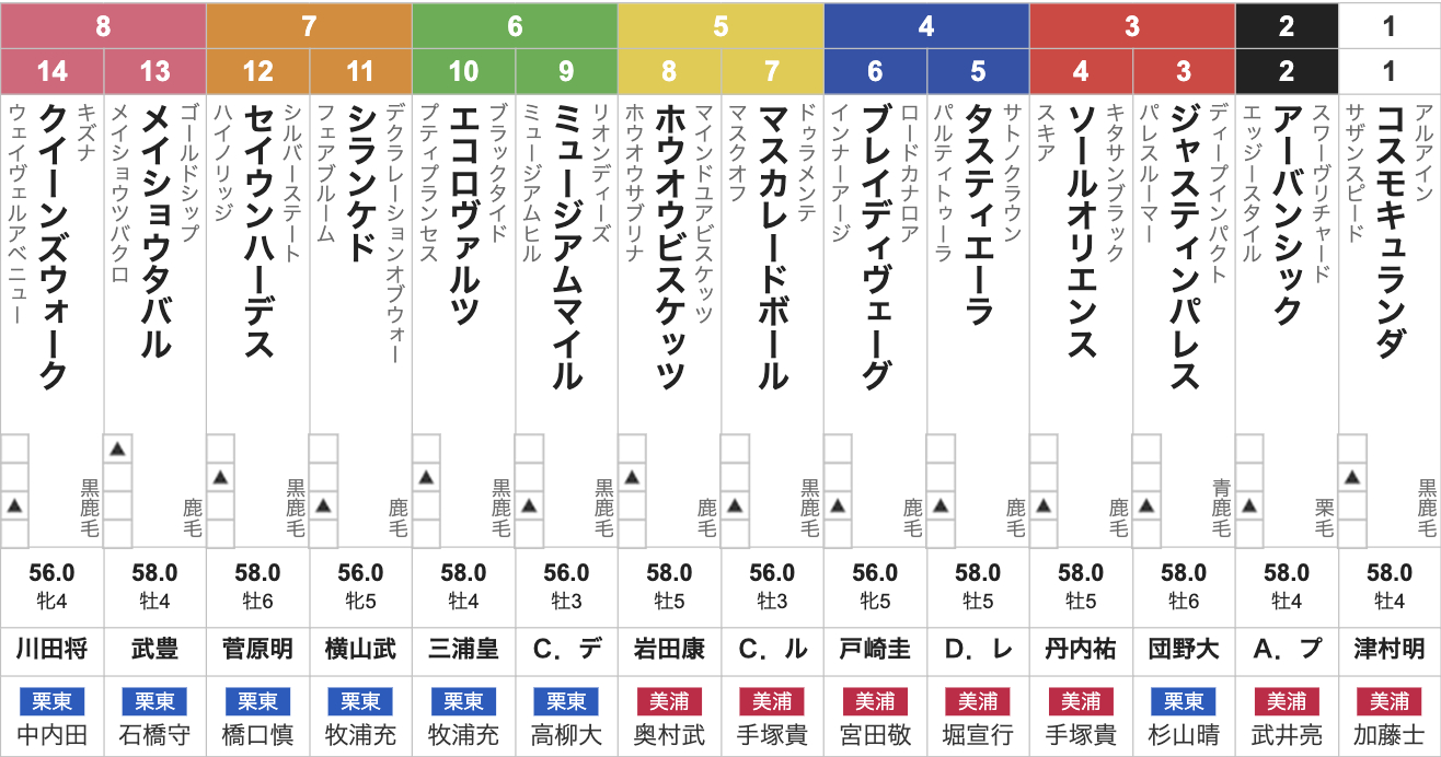 天皇賞(秋)2025枠順発表】全14頭 武豊メイショウタバル8枠13番