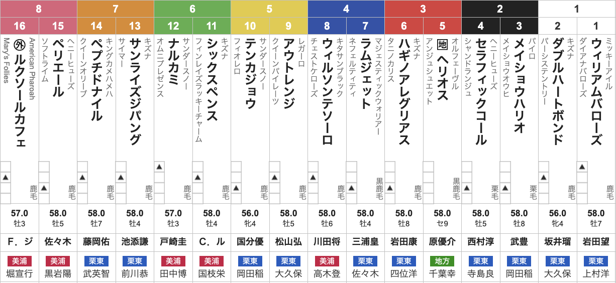 チャンピオンズカップ2025枠順発表】全16頭 ナルカミ6枠12番・ダブル