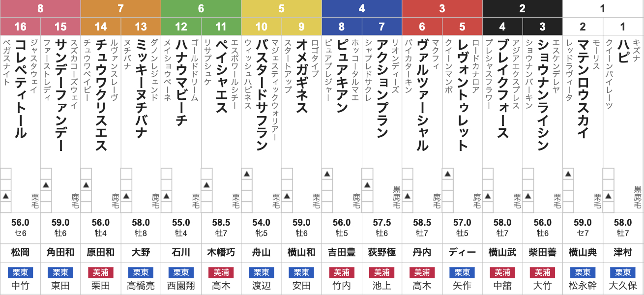 マーチステークス2026枠順発表】全16頭 オメガギネス5枠9番・チュウワ 